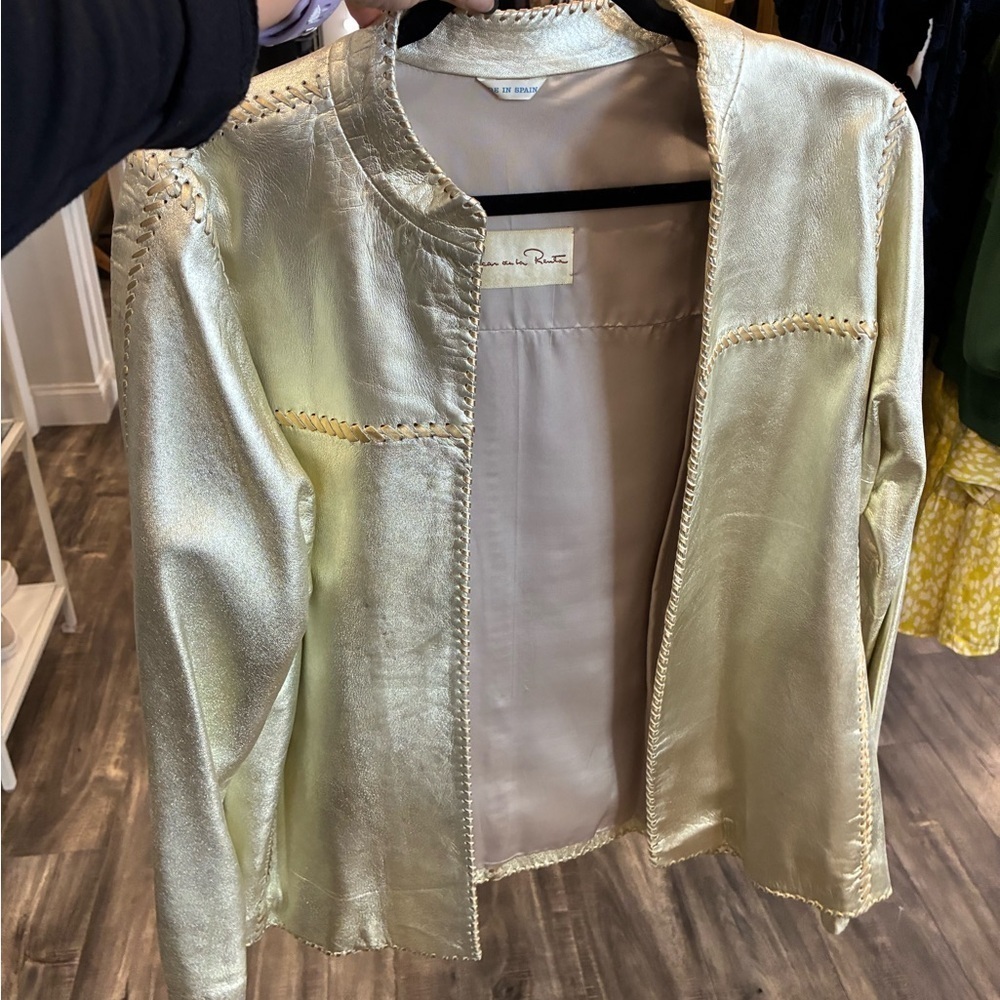 Oscar de La Renta vintage gold leather jacket